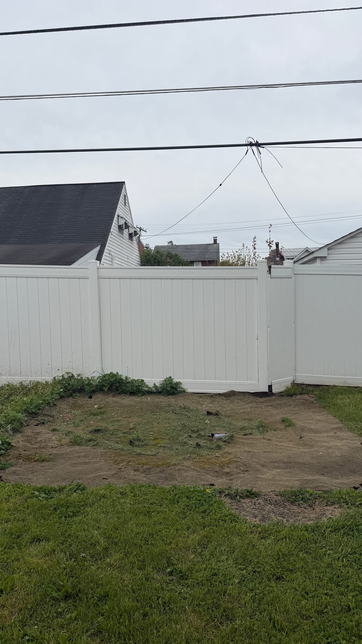Clear yard area where the playset used to be