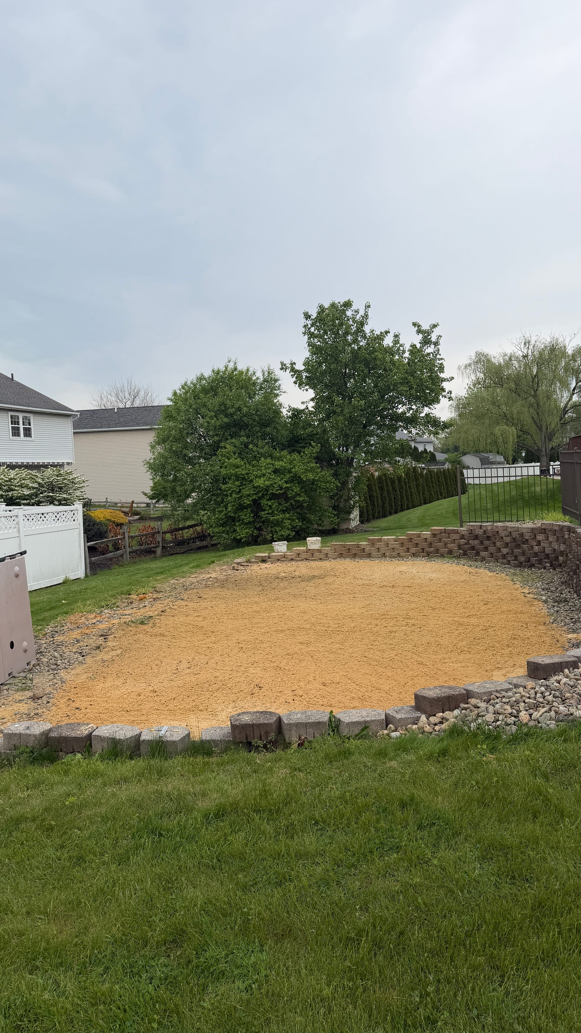 Above-ground pool removal completed - clean gravel pad ready for landscaping after Bounty Property Solutions work in Berks County PA